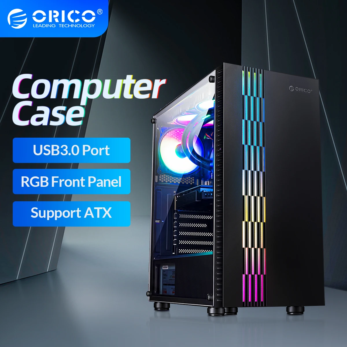 ORICO компьютера чехол USB3.0 компьютерных игр закаленное Стекло поддерживает блок