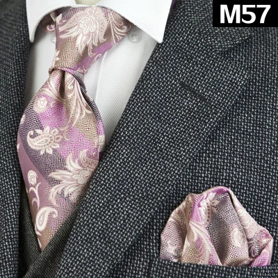 Распродажа, набор галстуков с цветочным рисунком, желтый, синий, розовый, красный, мужские галстуки Hanky, шелк, жаккард, тканые галстуки, карманные квадратные Галстуки - Цвет: M57