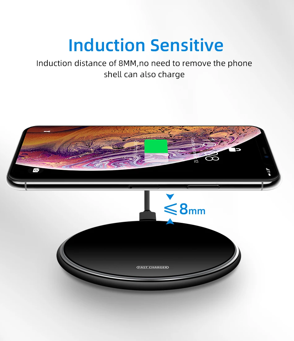 Металлическое Беспроводное зарядное устройство Qi 10 Вт для samsung S9 S10+ Note 9 8, зеркальная Беспроводная зарядная подставка 7,5 Вт для iPhone X/XS Max XR 8 Plus