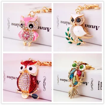 

Creative cute cartoon keychain set owl car key ring ladies bag accessories animal metal key chain XDPQQ