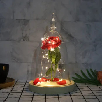 

1pc Artificial Silk Rose LED Rose Flower Valentine's Day LED String Light table Ornment Wedding Birthday Gifts Girlfriend Gift