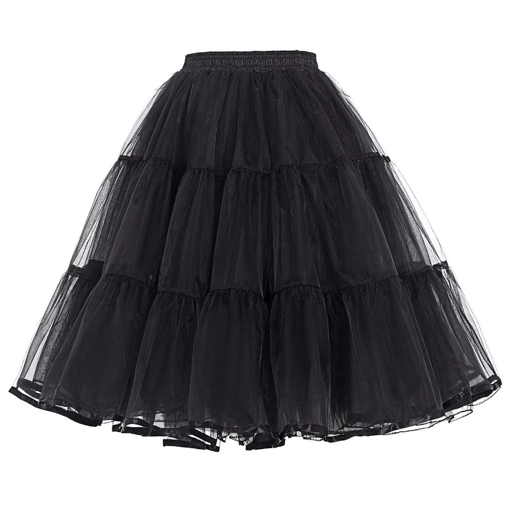 Summer Petticoats Puffy Organza Skirt Retro Vintage Dress Underskirts Women Hoops Plus Size Dance Crinoline Petticoat White