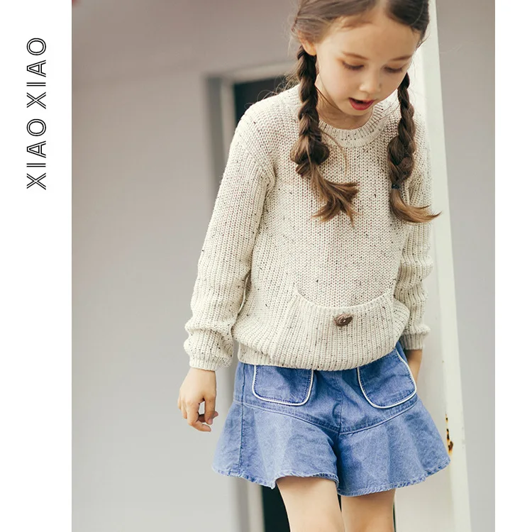 

Girl'S Sweater 2019 New Style Autumn And Winter Children Pullover Children Pure Cotton Base Childrenswear Sweater