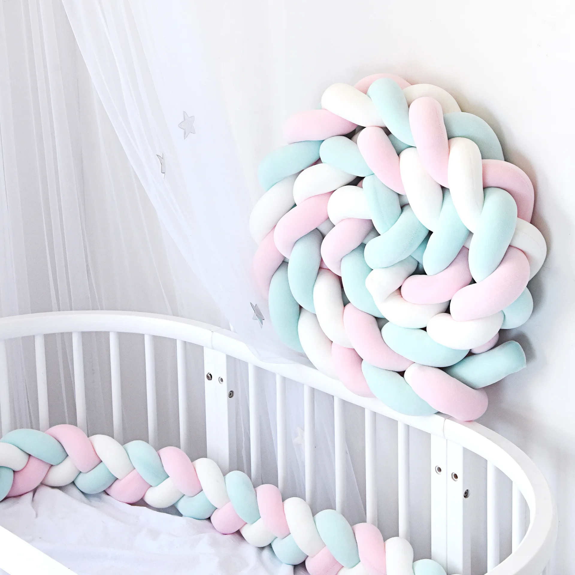2M/3M/3.5M Length Newborn Baby Bed Bumper Knotted Braid Pillow Fence Protector Crib Room Decor ZT26 | Мать и ребенок