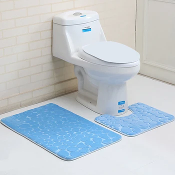 

Bathroom Non-Slip Pedestal Rug + Lid Toilet Cover + Bath Mat