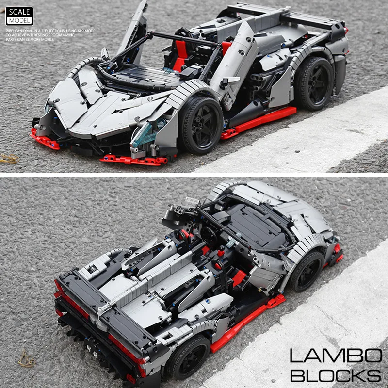 Ceny 23006 Tehnic samochody zabawkowe kompatybilne z Legoing MOC 10574 tourninis Veneno Roadster Model samochodu klocki do budowy prezent bożenarodzeniowy dla dzieci