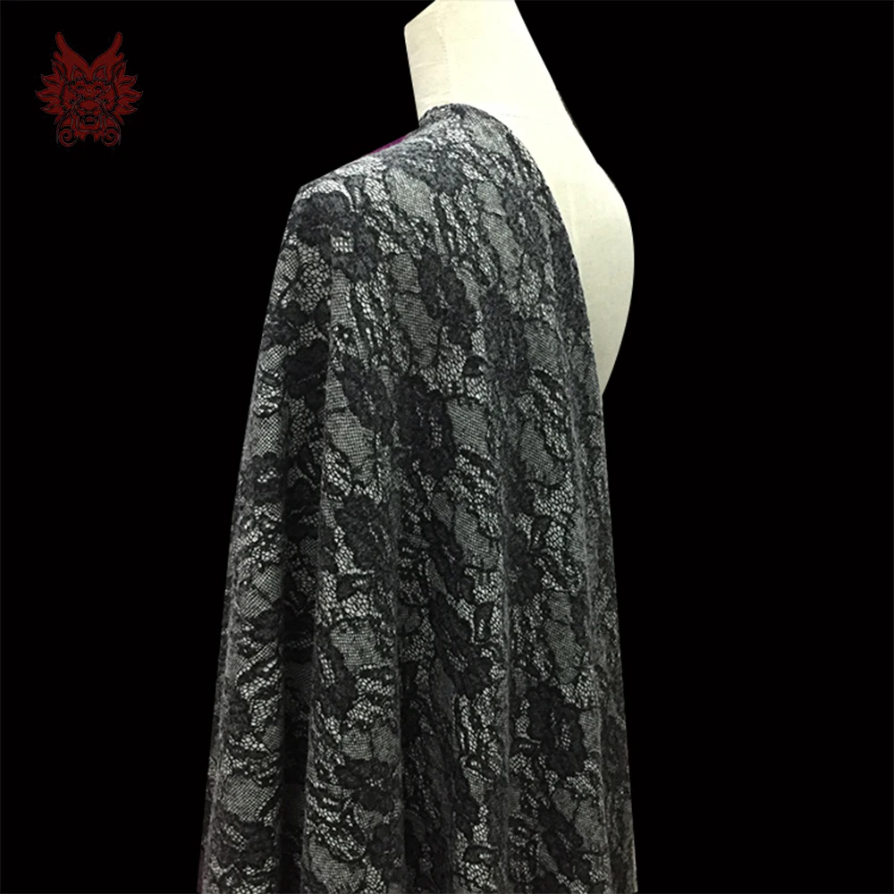 Италия Винтажный стиль мягкий пушистый против морщин выдолбленный вязаный композитный шерстяной кружевной ткани для платья свитера tissu tecidos SP5900