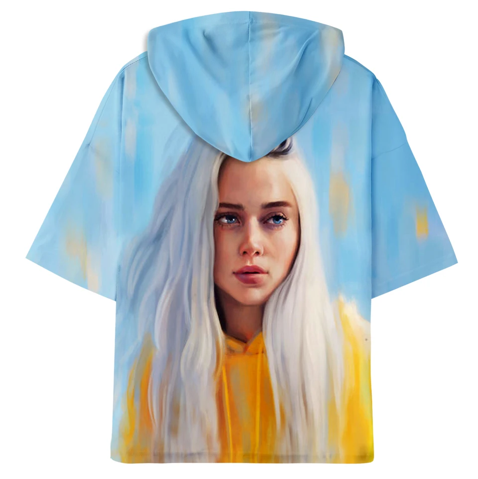 Billie Eilish za 3D толстовки новые с коротким рукавом модные лето/весна футболка классная и дышащая футболка с коротким рукавом