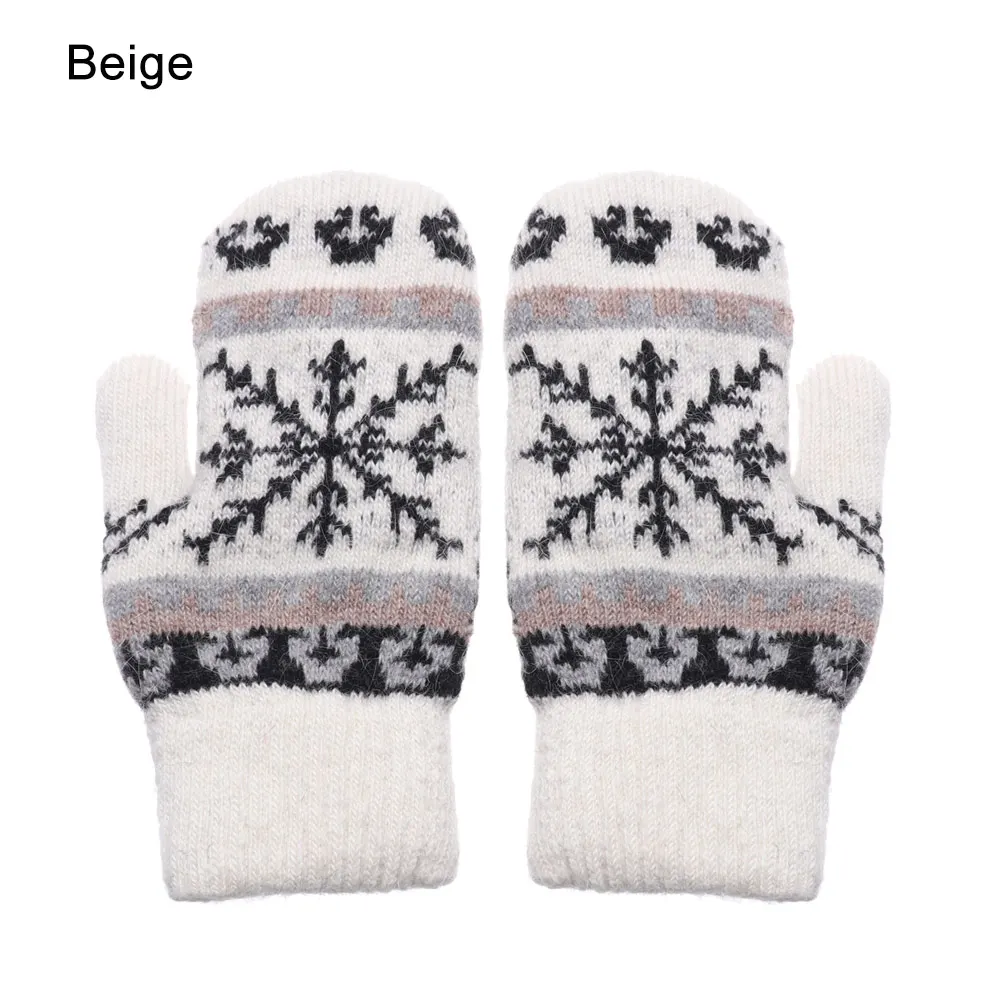 beige 1 пара, Модные женские перчатки для девочек, зимние вязаные теплые перчатки, Непродуваемые перчатки с узором, варежки для спорта на открытом воздухе - Цвет: beige