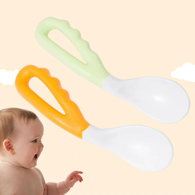 

1pc Baby Curved Spoon Baby Eating Training Spoon PP Toddler Elbow Spoon Tool Children Flatware Baby Learning Eating Spoons