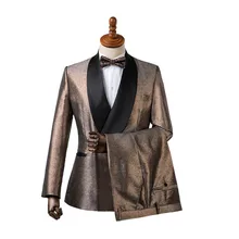 Men's Suits New Designs Shinny Gold Formal Wedding Men Dress Double Breasted Suits Slim Fit Groom Suits 2 Pieces(jacket+pants)