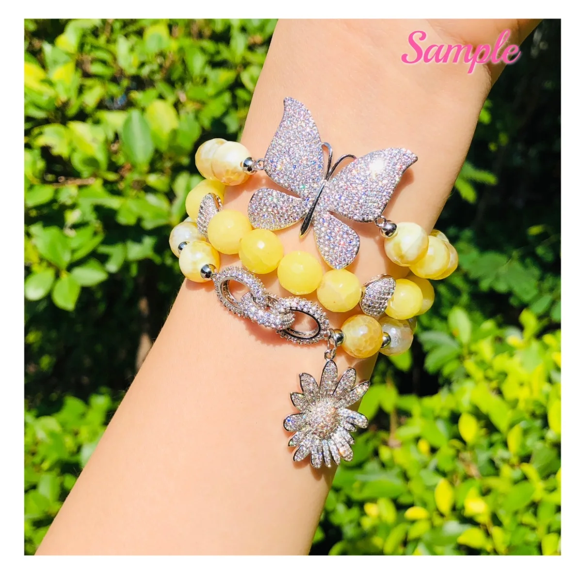 5pcs Flower Charm for Women Bracelet Making Bling Pendant for Necklace Cubic Zirconia Gold-Plated DIY Jewelry Findings Wholesale