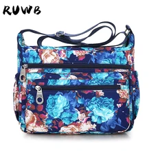 RUWB,, Женская одноцветная Водонепроницаемая нейлоновая сумка на плечо на молнии, сумка через плечо с цветочным рисунком, Bolsa Feminina, сумки-мессенджеры