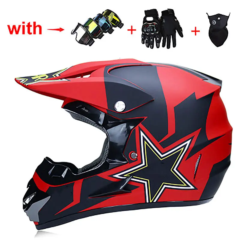 

Motocross Helmet Motorcycle Off Road Full Face Helmet Mountai Helmet Adult with Gloves/Goggles/Mask