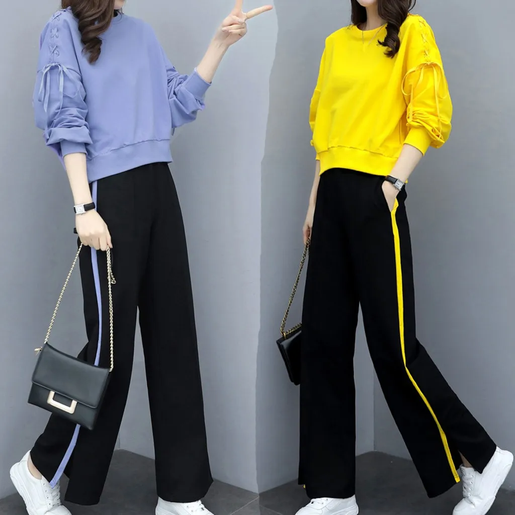 Perimedes women sport suit set Long Sleeve Split 2 Piece Set Casual