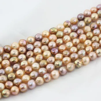 

Natural mixed-color 9-10mm edison baroque pearl strands loose beads women lady jewelry DIY