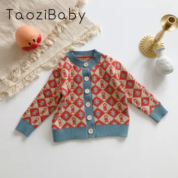 

Girls Cardigan Kids Sweaters 2020 Spring New Children's Clothing Girls Korean Style Doll Pattern Sweater Knitted Cardigan