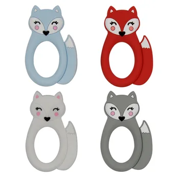 

5PCS Fox Baby Silicone Teether Food Grade Nursing Toy Animals Shape Teethers Kids Oral Dental Care