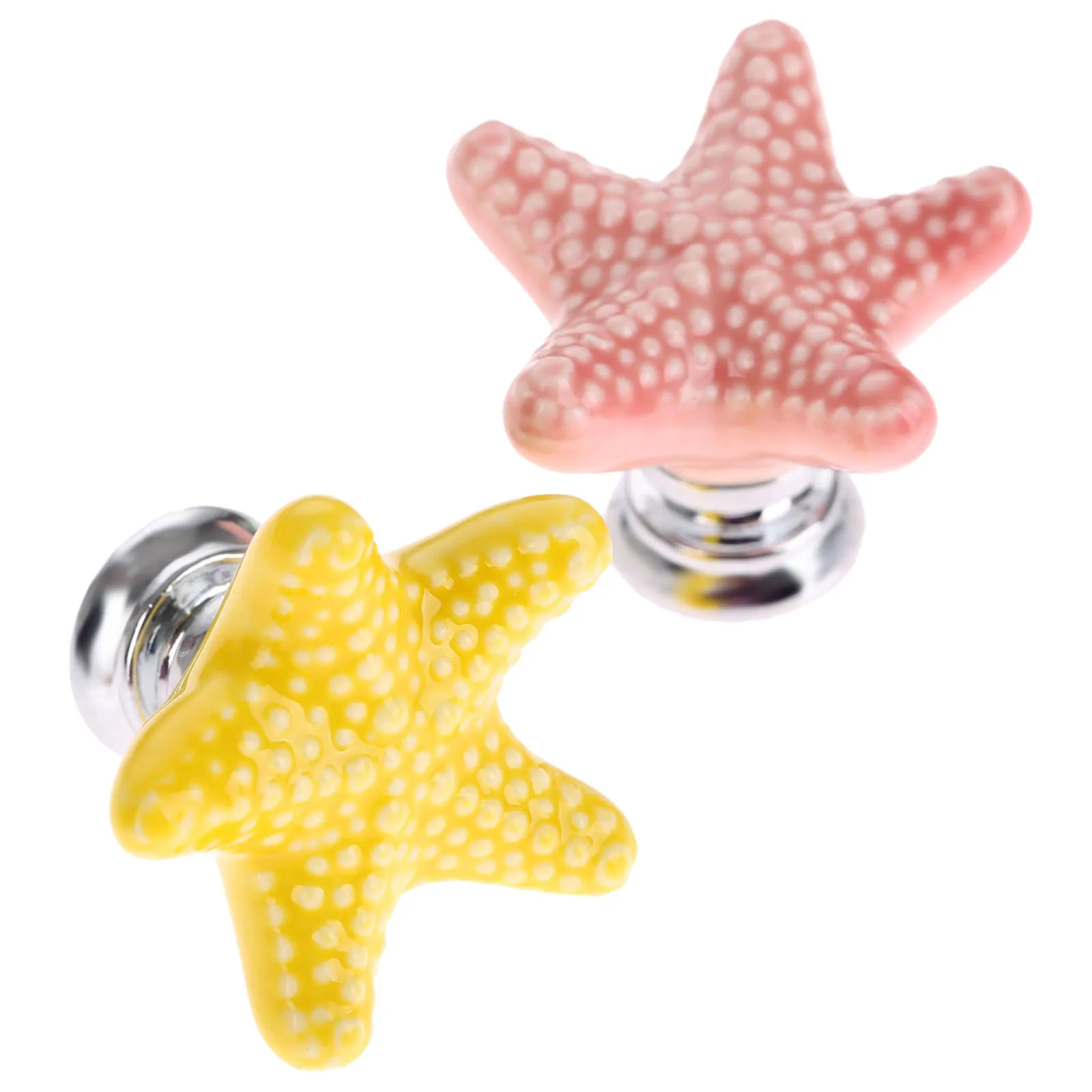 Furniture knobs 1x starfish ceramic drawer knobs cabinet pulls kitchen cupboard handles decorative furniture knob
