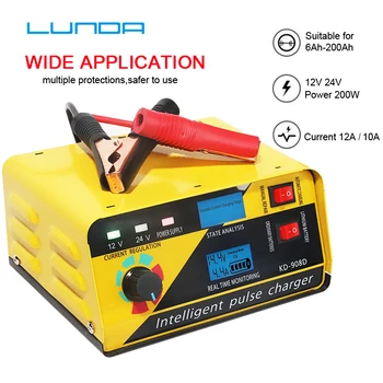 

Car AGM Start-stop Battery Charger, 400AH Intelligent Pulse Repair Battery Charger 12V 24V for RV, ATV, Boat Truck Motorcycle
