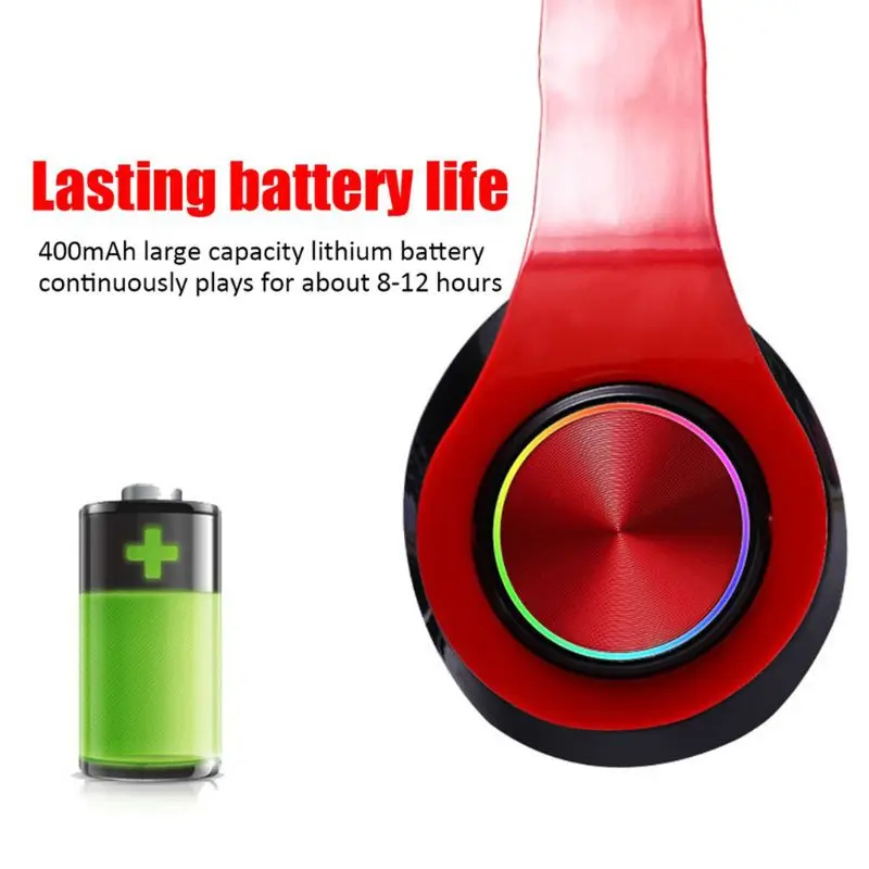 B39 Wireless Bluetooth Headphones LED Lights With MIC Mp3 Player