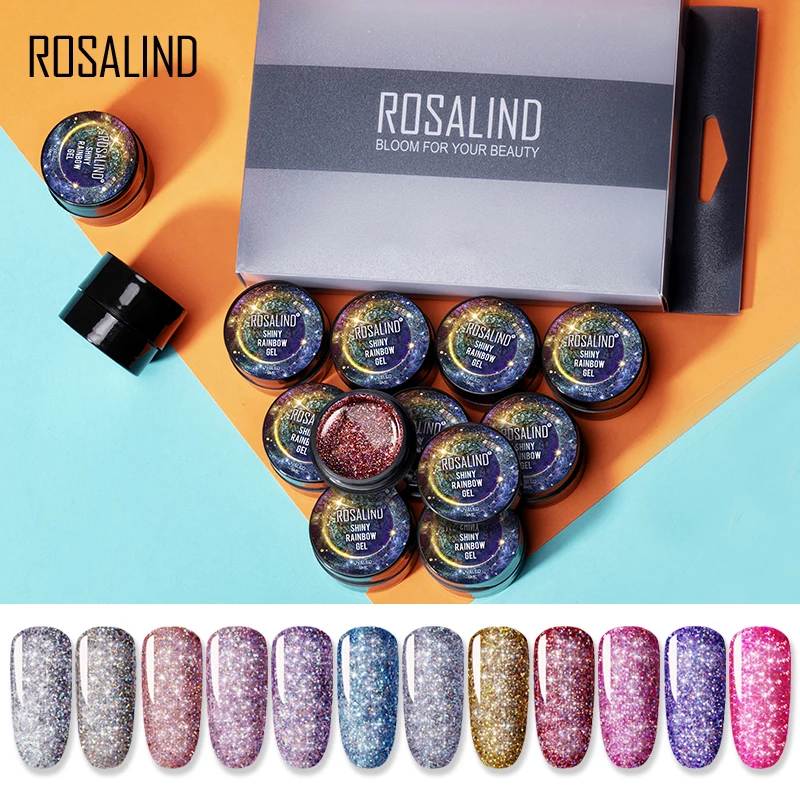 ROSALIND Shiny Gel Nail Polish Manicure Kit Nail Art Design 12PCS/SET
