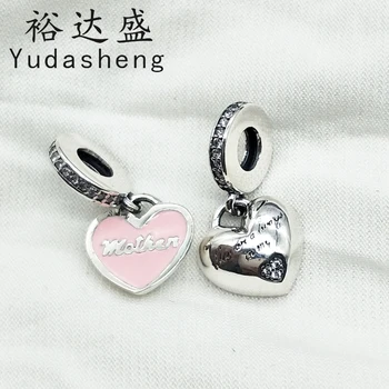 

Mother and Daughter Heart Pendant Charm , Decorated Pink (you Are Always In My Heart) Fit Original Charm