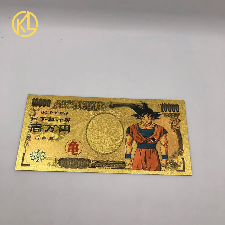 1 шт. Япония 10000 Йен банкнота Золотая фольга банкнота Qute dragon ball Sun Wukong позолоченная коллекция банкнот подарки - Цвет: 3