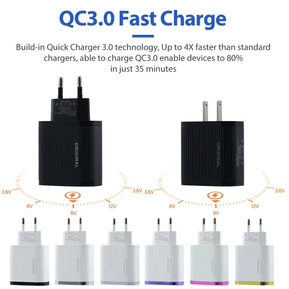 4 порта USB быстрая зарядка 3 0 зарядное устройство QC3.0 умное быстрое настенное для