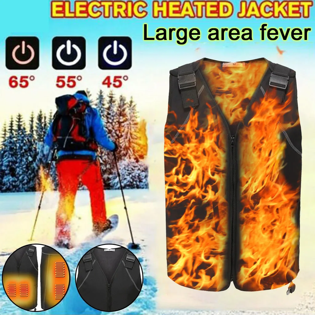 Унисекс Открытый Электрический USB с подогревом жилет куртка пальто Теплый грелку ткань тела теплый для мужчин лыжный Туризм Рыбалка#40