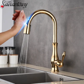 

Black Sensor Kitchen Faucet Sensitive Touch Kitchen Faucet Two Modes Water Outlet Deck Installation Hot and Cold Water Mixer