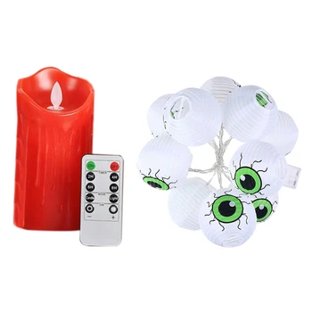 

3D Flameless Led Pillar Candle with Remote Control & Decor Halloween String Lights Night Light Child 1.15M 10LED Lights