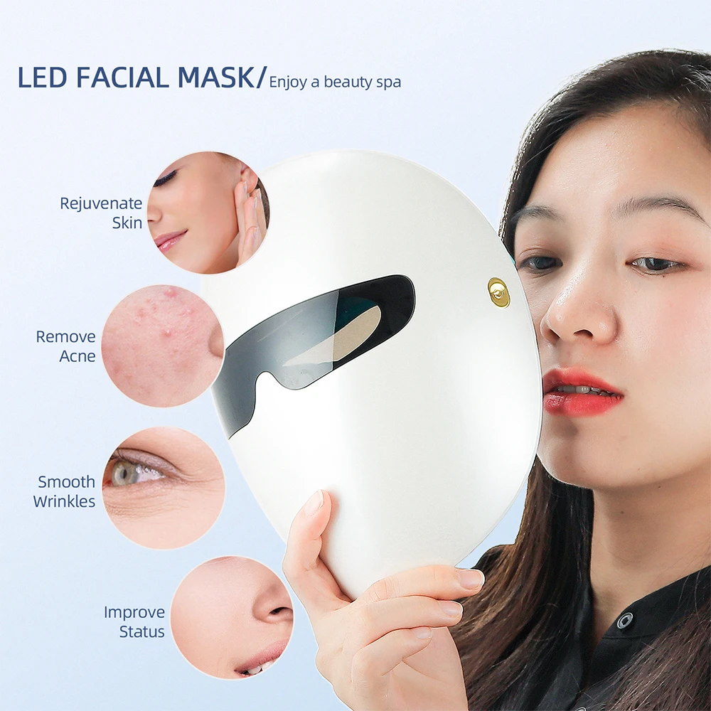 Wireless 7 Colors LED Facial Mask Photon Skin Rejuvenation Repair Skin Brightening Anti-Ance Face Beatuy SPA Mask Skin Care