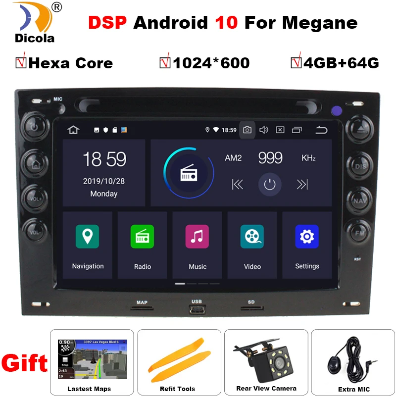 PX6 DSP 4 + 64G Android 10 IPS Автомобильный мультимедийный плеер 2 din для Renault Megane2 Megane 2006 2010 WiFi