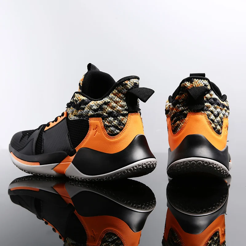 Радужный Баскетбол обувь женские уличные камуфляжные мужские кроссовки Легкая спортивная обувь демпфирующие Tenis Jordan 4 Masculino для баскетбола - Цвет: Black Orange