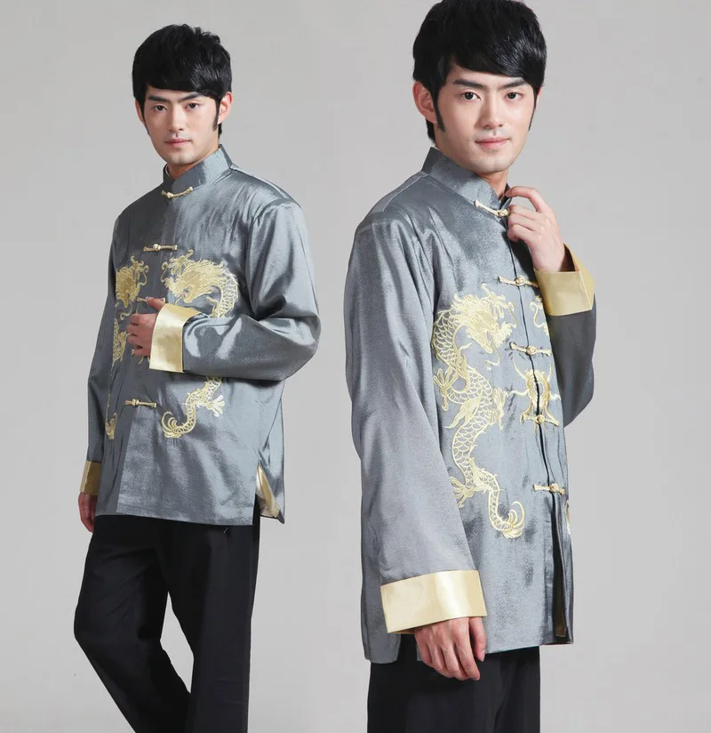 Embroidered jin shuang long Turn Sleeve Chinese Costume MEN'S Long-sleeved Coat 2283-4 Spring Autumn Winter Men'S Wear Casual St
