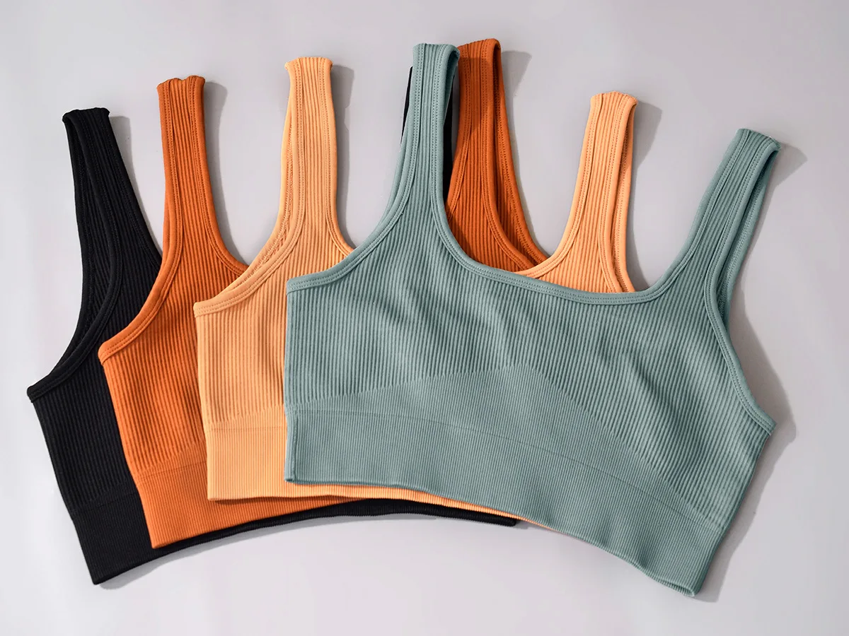 BURGUNDY 2 Piece Set Ribbed Seamless Outfits Yoga Leggings Fitness Wear Womens Sports Bra Gym Pants Workouts Scoop Notch CARAMEL