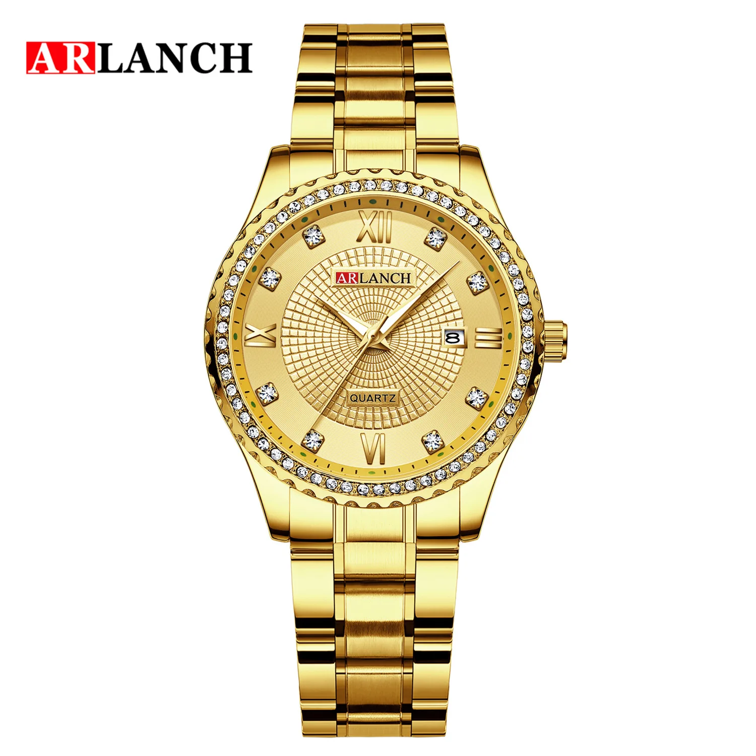 

ARLANCH New Style Romantic Diamond Luxury Women's Wristwatches Week Calendar Stainless Steel Waterproof Students Quartz Watches