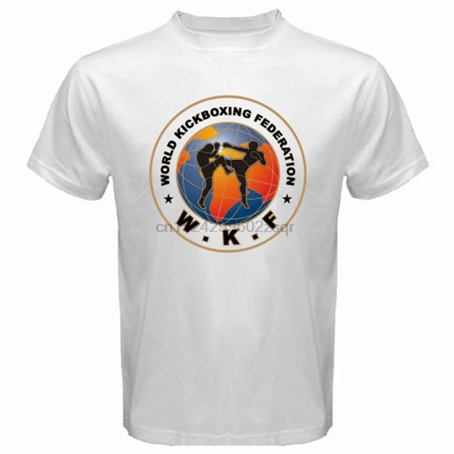 New Wkf World Kickboxing Federation Logo Men'S White T-Shirt 100% Cotton Casual Top Tees | Мужская одежда