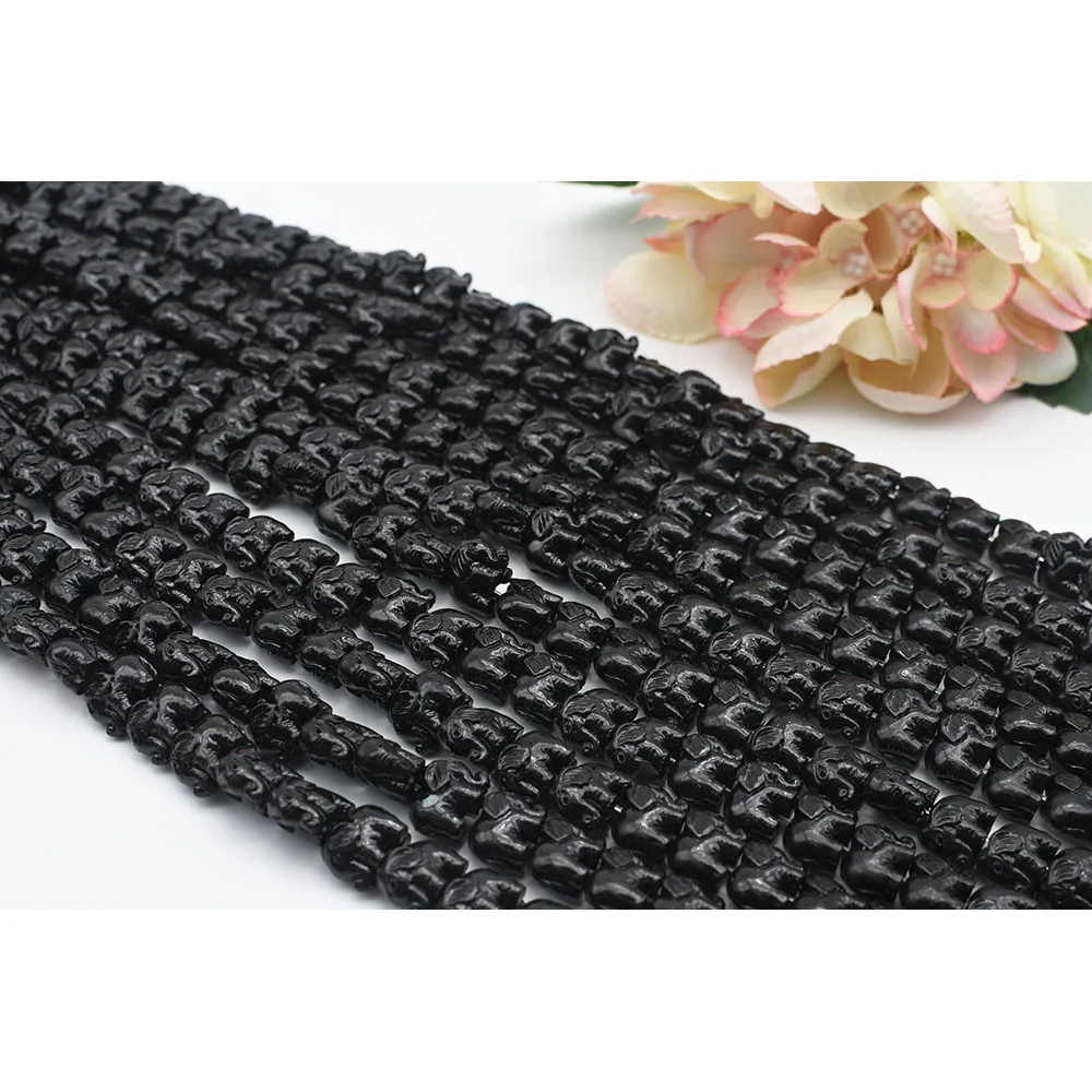 

8-21mm Black elephant synthesized by environmental protection resin and stone powder DIY bracelet necklace jewelry making