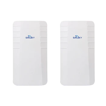 

Sailsky 2PCS 300Mbps Wireless CPE Outdoor Wireless Bridge Router Wifi Repeater No Setting with LED Display US Plug
