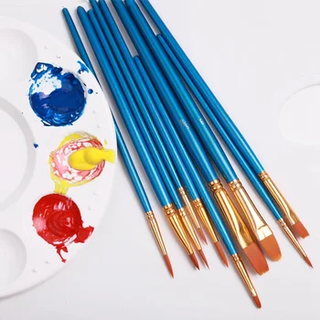 

50 Pcs/set Pearlescent Blue Rod Nylon Hair Multifunctional Sketch Pen Watercolor Oil Paint Brush Set