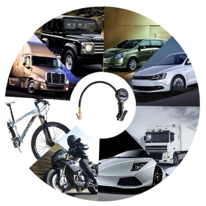 Digital Tire Inflator Pressure Gauge Air Compressor Pump Quick Connect Coupler for Car Truck Motorcycle