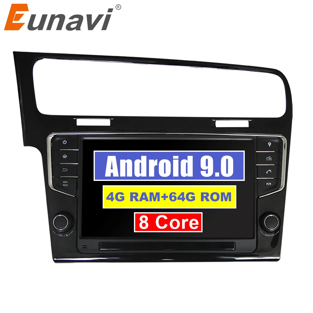  Eunavi Octa Core 9'' Android 9.0 4GB RAM Car Radio GPS Player for VW GOLF 7 golf7 2013-2017 head un