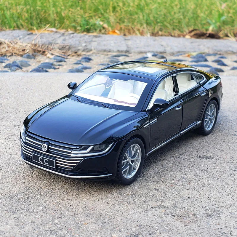 1:32 Volkswagen CC спортивный автомобиль литье под давлением Коллекция игрушек оттягивание имитация звука музыкальная с подсветкой модель транспортных средств металлическая игрушка купе - Цвет: Черный