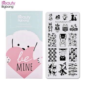 

BeautyBigBang Nail Stamping Plates Cute Cat Dog Pattern Nail Template Plate Rectangle Stamp For Nails Accessories BBB XL-013