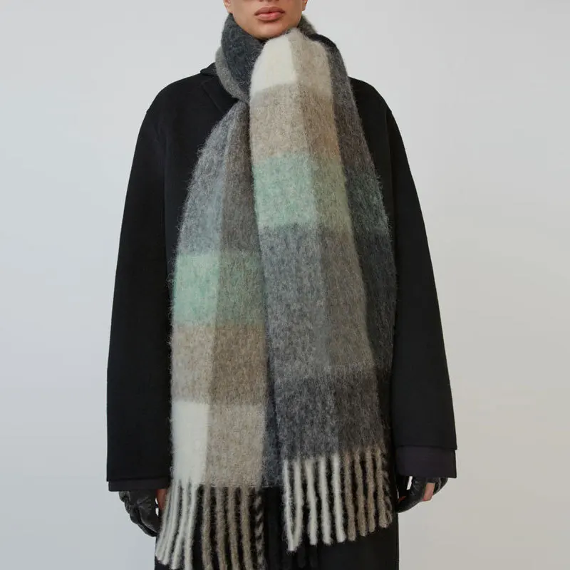 OMEA одеяло шарф Цвет сочетающийся плед Зимний шарф женский кашемировый шарф Пашмина роскошный бренд> 175 см щеткой шерсть пончо