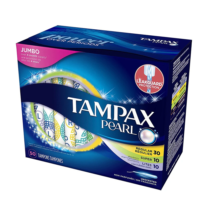 Катетерные тампоны Tampax, 50 шт., без запаха, установка на 3 впитывания, менструальная чаша, впитывающая антибактериальная гладкая гигиеническая прокладка для менструаций