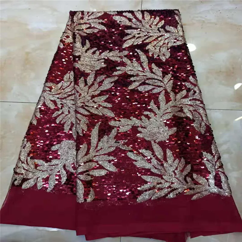 New design 2019 African red gold Organza Fabrics Embroidered Lace In Switzerland With Full Sequins for Women Party | Дом и сад