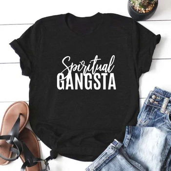 

Spiritual Gangsta Funny T Shirts Women Short Sleeve O-neck Tee Shirt Femme White Cotton Tshirt Women Top Loose Camiseta Mujer